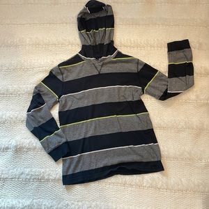 Wrangler top hoodie Striped long sleeves black white lime green boys size 10/12